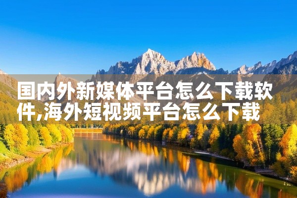 国内外新媒体平台怎么下载软件